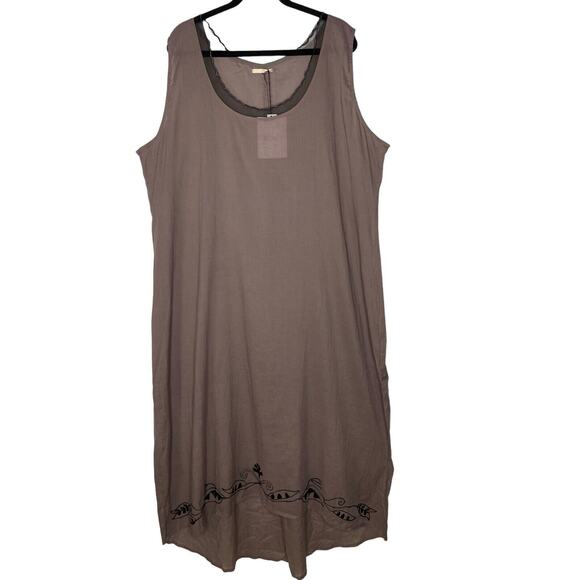 (NEW) Nataya Dress Size 3X Maxi Semi-sheer Lightweight Embroidered “black/coco” - Picture 1 of 13